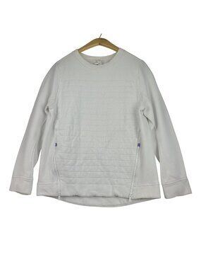 Lululemon Athletica Crew Neck Quilted Pullover Sweatshirt Side Zipper White